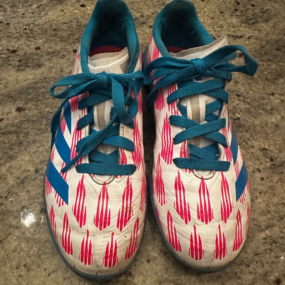 Adidas Turf Shoes with Pink and Blue Design